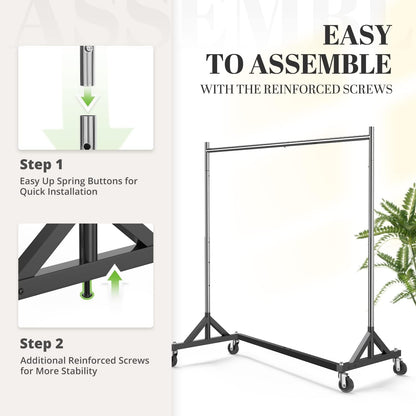 HOKEEPER Z Base Clothing Rack Heavy Duty Clothes Rack for Hanging Clothes Hold 500LBS Commercial Garment Rack with Wheels Adjustable Rolling Clothes Rack Portable Z 24" Dx63 Wx71 H, 3 Pack