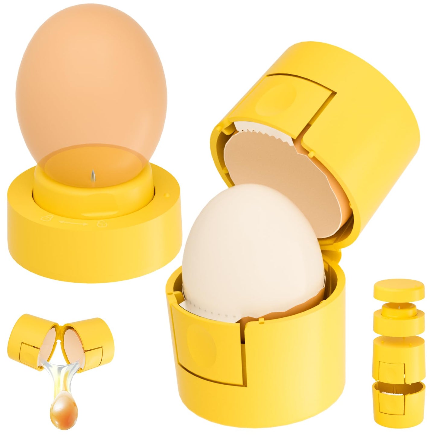 Upgraded 2 in 1 Egg Shell Opener, Hard Boiled Egg Peeler Cracker with Piercer, Cute Egg Separator for Raw Eggs, Home Kitchen Gadgets Tool, 1 Pack