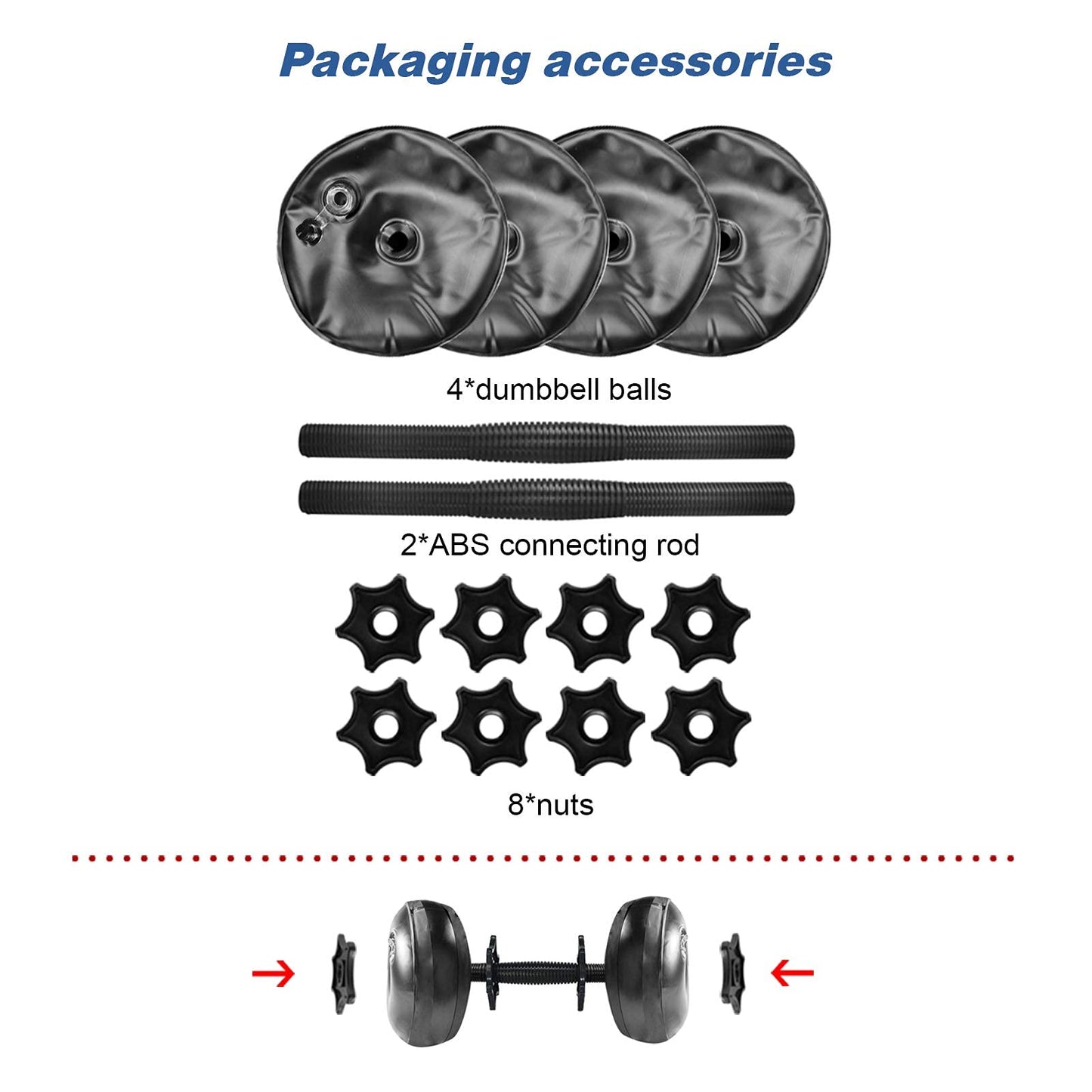 Water Filled Dumbbells Set - Water Filled Weights - Portable Travel Weights - Weights Adjustable Dumbbells - Portable Fitness Equipment - Strength Training - Fitness and Shaping
