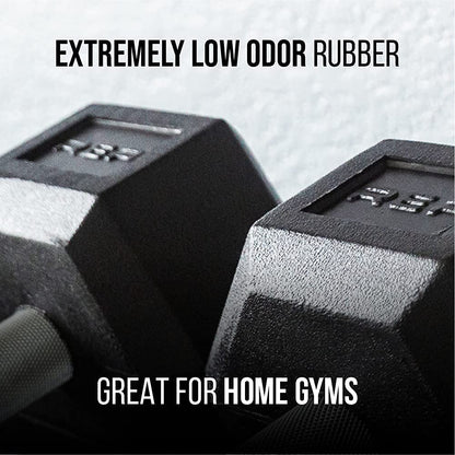REP Fitness Rubber Hex Dumbbells, Include Black Rack, 5–50 lb Weight Pairs, Heavy-Duty Sets, Textured Handles, Bundled Package for Men & Women, Home Gym Strength Training, Lifting and Muscle Growth