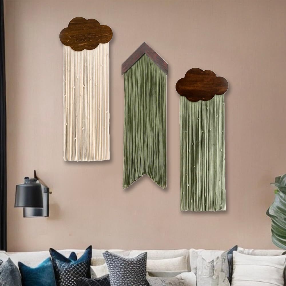 Ansley&HosHo Macrame Wall Hanging, Boho Woven Tapestry, Modern Tassel Wall Decor, Handmade Wall Art Tapestry for Bedroom, Living Room, Home, Bohemian Apartment Decoration Ornament Craft (White Cloud)