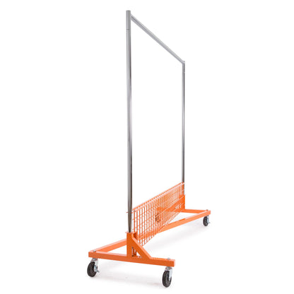 Econoco Commercial Garment Rack - Rolling Clothes Rack, Heavy Duty (Z Rack with Base Shelf, Orange)
