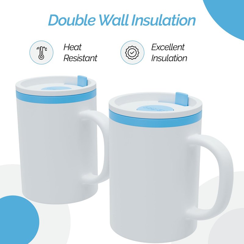 Copco Desk Mug 16 oz - Durable BPA-Free, Double-Wall Insulation for Hot & Cold Drinks, Microwave & Dishwasher Safe, Ideal for Office, Home, Travel - Spill-Resistant Reusable Mug (Teal)