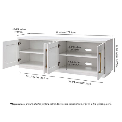 Henn&Hart Tillman Rectangular TV Stand for TV's up to 80" in, 68" Wide, White