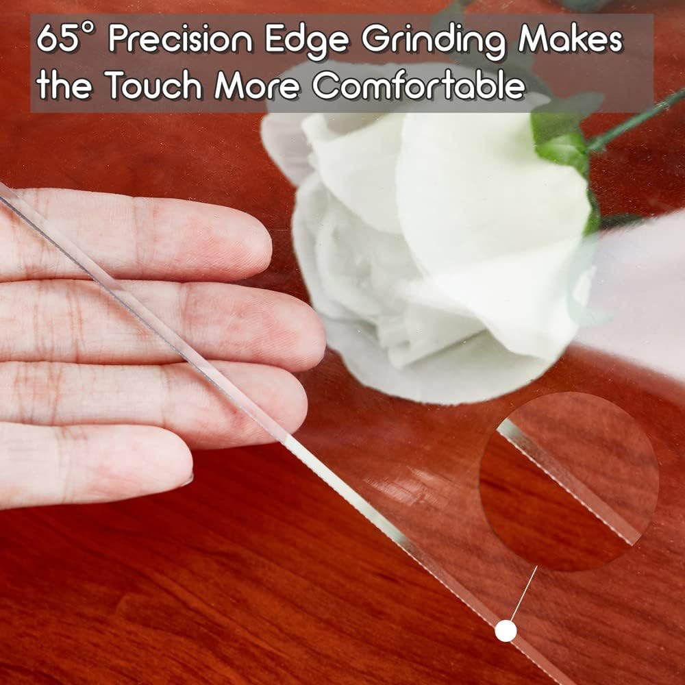12 Inch 2mm NECAUX Round Clear Table Cover Protector, Thick Upgraded Version, Unshrinkable Waterproof Oil Proof Plastic