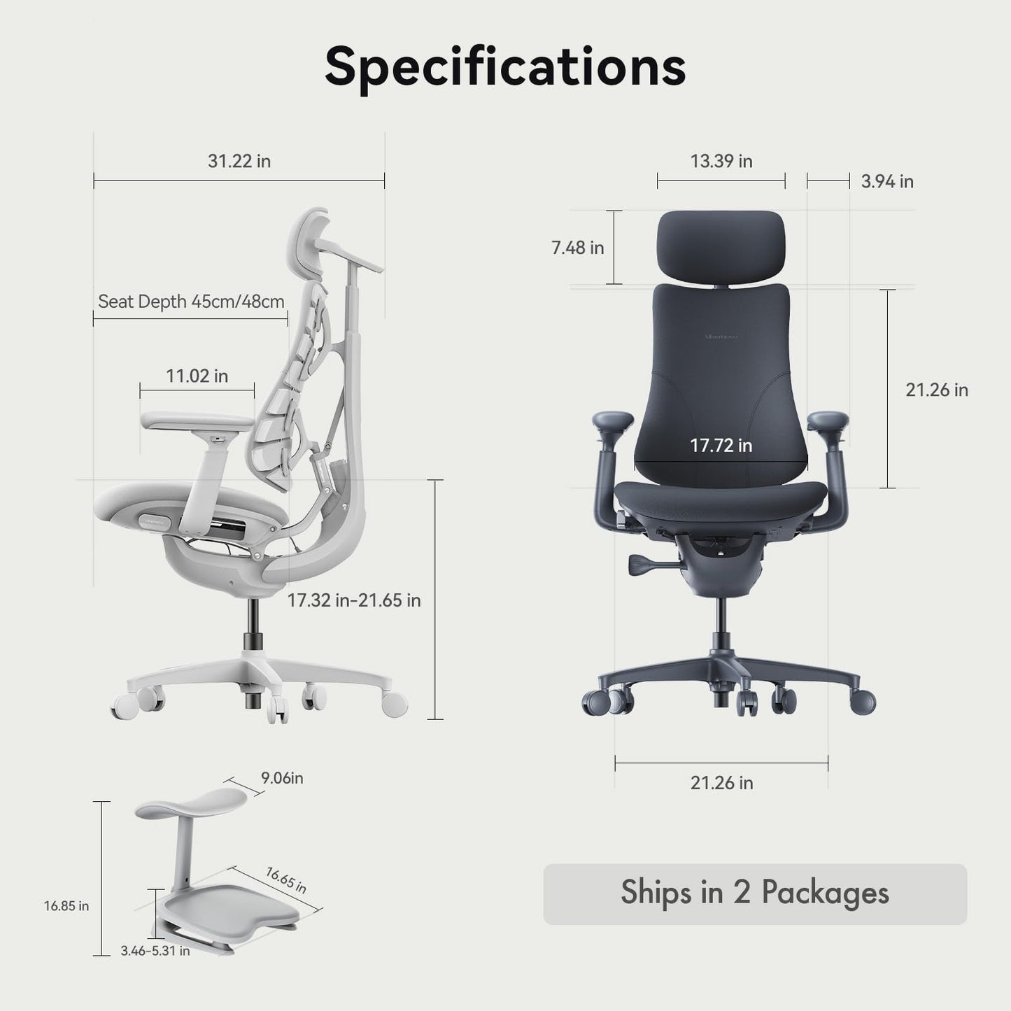 LiberNovo Dynamic Ergonomic Desk Chair + StepSync Footrest Bundle - Comfy Home Office Chair with Adaptive Lumbar Support, 160° Recline & Built-in Spine Stretch, Green+48cm