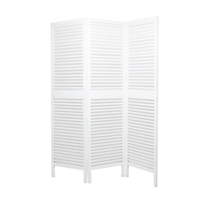 Deco 79 Mango Wood Partition Room Divider Screen Hinged Foldable Partition 3 Panel Privacy Screen with Carved Design, Room Partition 60" x 1" x 70", White