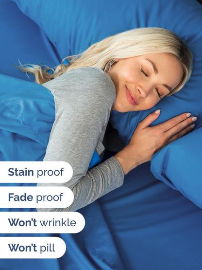 Skiennix Extra Deep Split King Sheet Set - 7 Piece Cooling Bedding - Soft, Wrinkle-Free Royal Blue