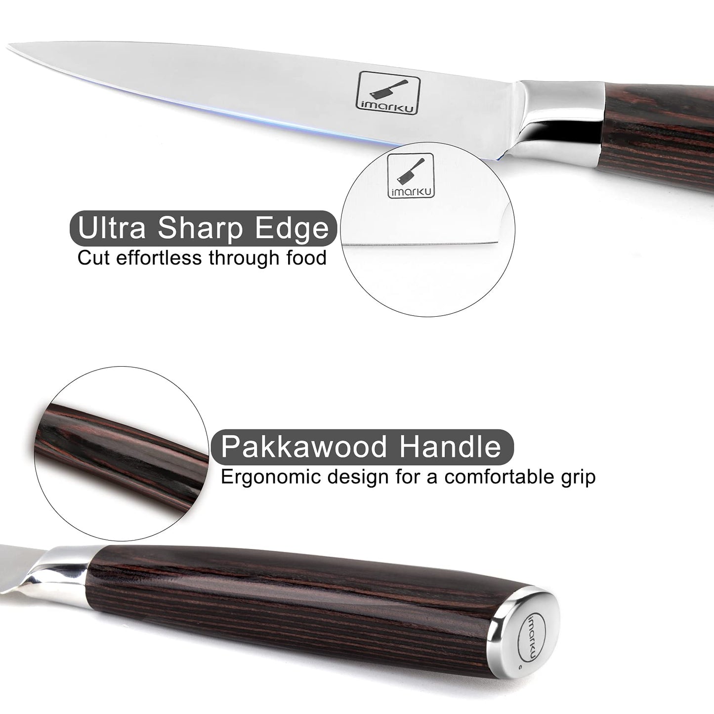 imarku Paring Knife - Paring Knives, 3.5 Inch Small Kitchen Knifes - Japanese High Carbon Stainless Steel Fruit Knife, Ergonomic Pakkawood Handle, Ultra Sharp Blade, Unique Gifts for Men and Women