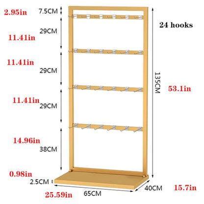 Freestanding Underwear Display Stands, Metals, Clothing Store Boutiques Retail Lingerie Garment Rack, Commercial Shelves, for Socks Bra Panties Scarves, 53in(Black)