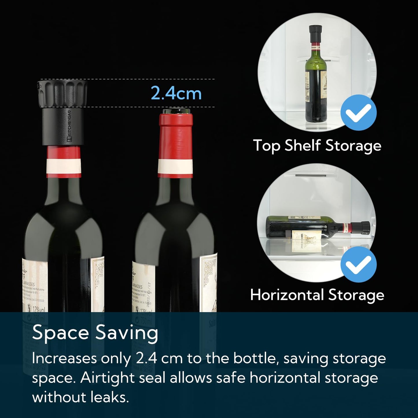 KITCHENDAO Magnetic Wine Stopper, Double-Layer Secure Seal with Date Marker, Twist -Lock Design Reusable Wine Bottle Stopper Sealer, Fits Most Wine Bottles Including Screw Top, Set of 2