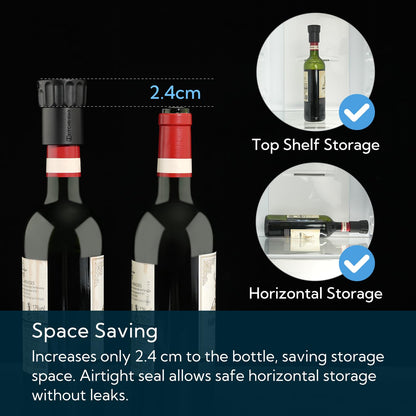 KITCHENDAO Magnetic Wine Stopper, Double-Layer Secure Seal with Date Marker, Twist -Lock Design Reusable Wine Bottle Stopper Sealer, Fits Most Wine Bottles Including Screw Top, Set of 2