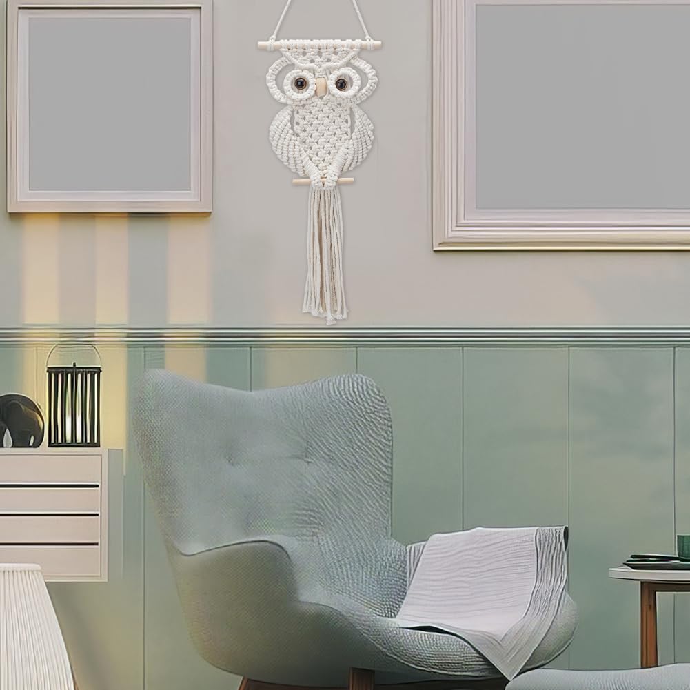 FREEBLOSS Macrame Owl Kit for Beginners Macrame Owl Wall Hanging Tapestry Kit Creative DIY Macrame Owl Boho Macrame Wall Hanging DIY Macrame Kit with Video Tutorial