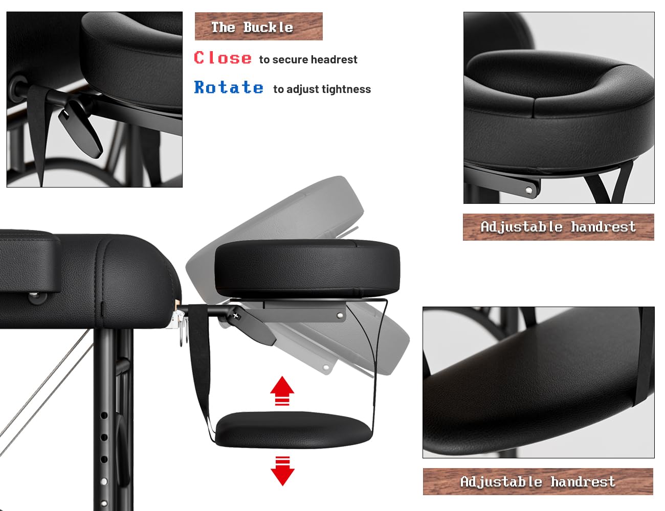 DOVANS Professional Massage Table Portable 2 Fold Premium Memory Foam Aluminium Leg Hold Up to 1100LBS 8 Heights Adjustable with Carrying Bag Black