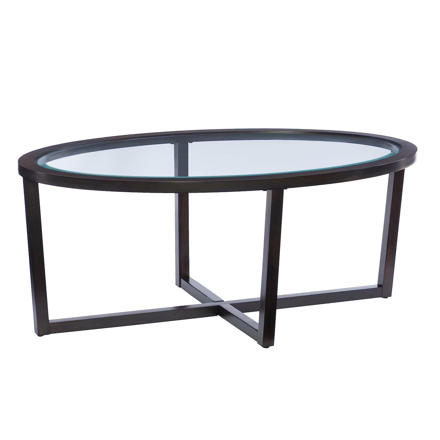 Powell Marta Umber Brown Wooden Three Piece Coffee and End Table Set with Tempered Glass Tops