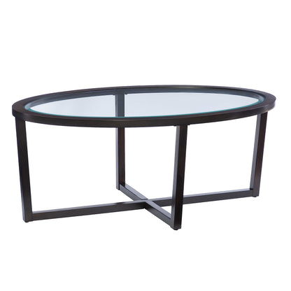 Powell Marta Umber Brown Wooden Three Piece Coffee and End Table Set with Tempered Glass Tops
