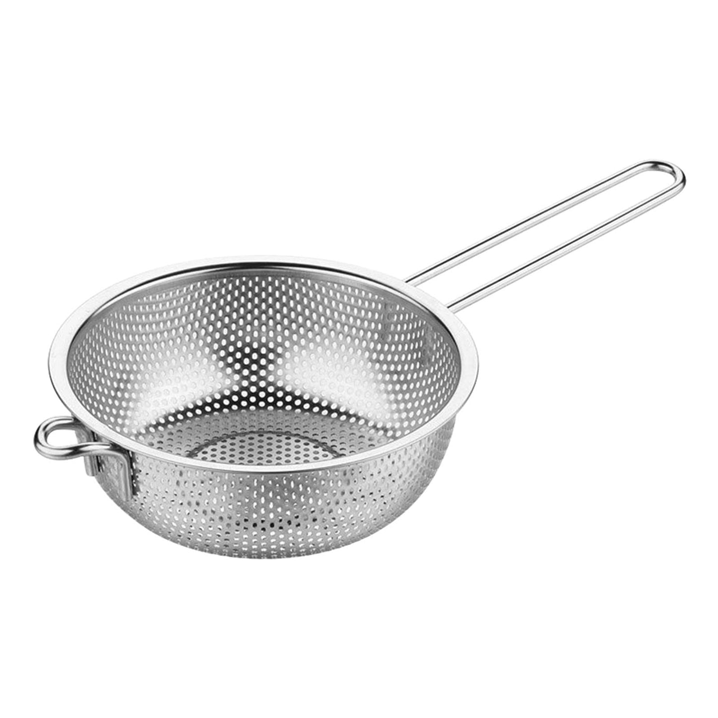 Stainless Steel Colander with Handle, Fine Mesh Strainer Kitchen Food Strainer, Large Metal Colander Great for Pasta, Noodles, Vegetables and Fruits(COLOR:Silver)