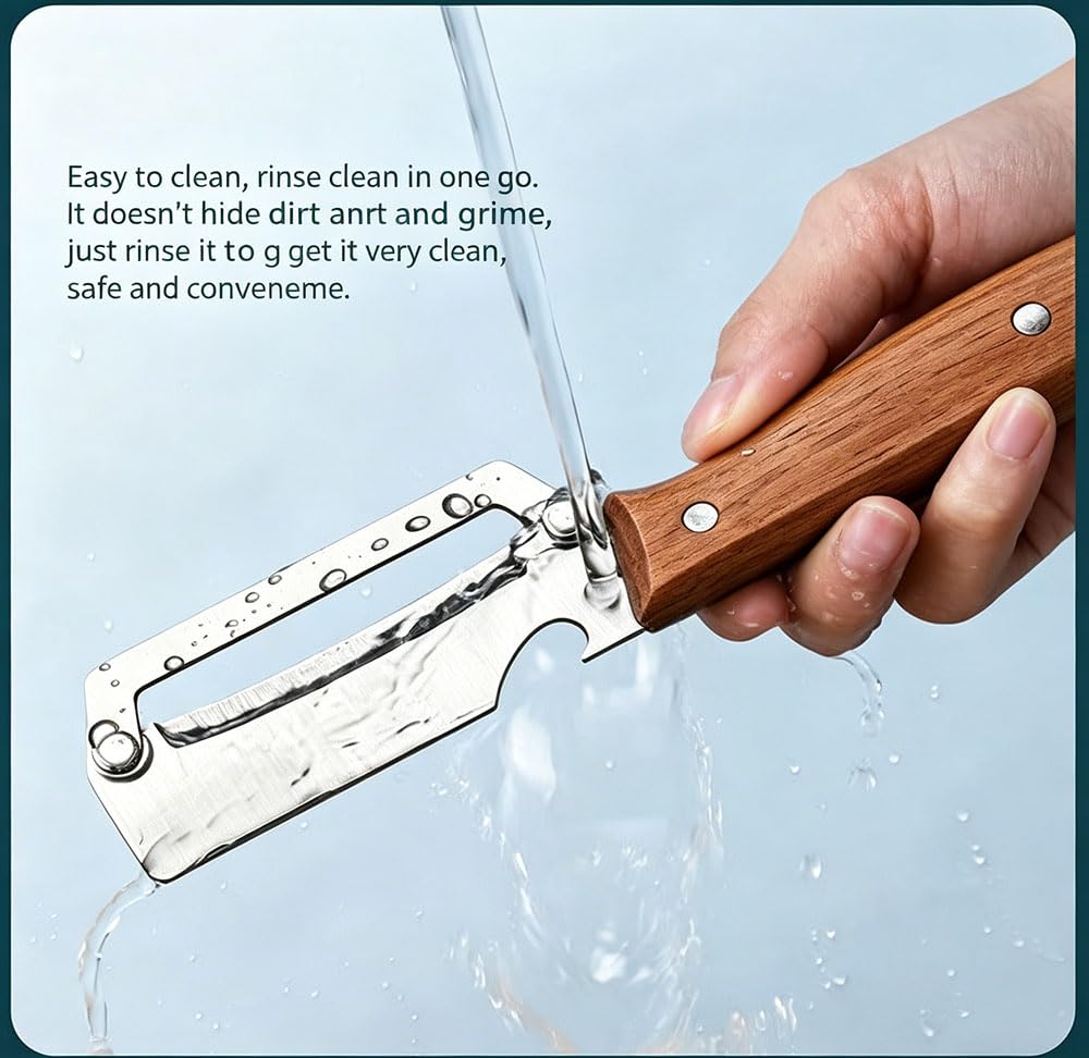 2 Pack 2 in 1 Multi Functional Vegetable Peelers, Kitchen Tool with Wooden Handl and Bottle Opener,Stainless Steel Potato Peelers, Kitchen Fruit & Veggie Peelers with Ergonomic Grip