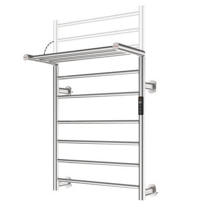 Caldayx Foldable Heated Towel Rack, Smart Dual-Zone App & Voice Control Electric Towel Warmer Rack, GFCI Plug-in/Hardwired, Wall-Mounted, Drill-Free Install, Brushed, CA3-900X550-Pro-S