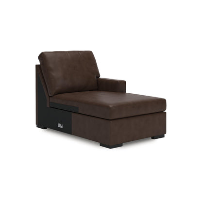 Signature Design by Ashley Modern Day U-Shape Left-Arm Facing Modern Leather Match 3-Piece Sectional with Chaise, Removable Cushion, Dark Brown