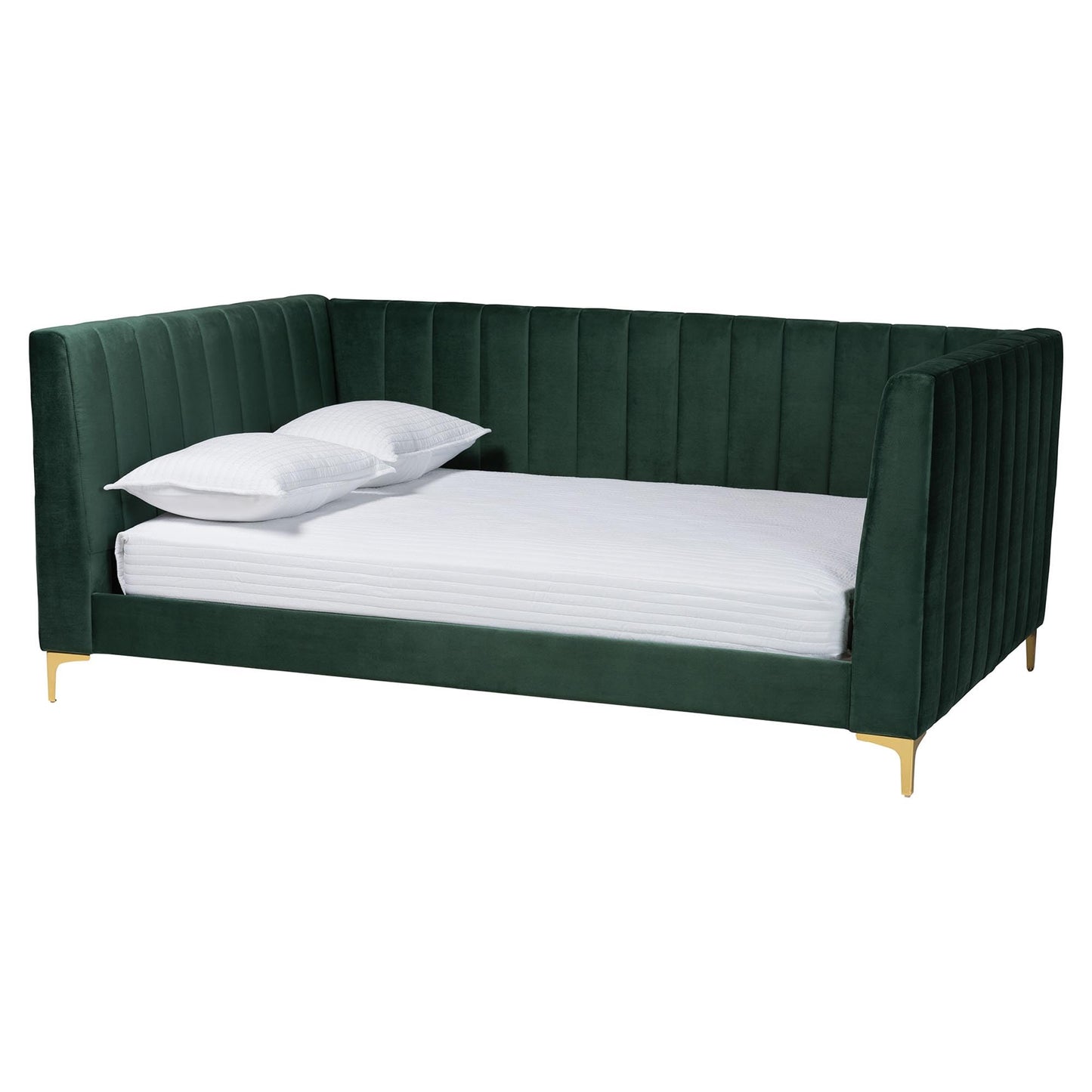 Baxton Studio Oksana Velvet Fabric Daybed, Full, Emerald Green