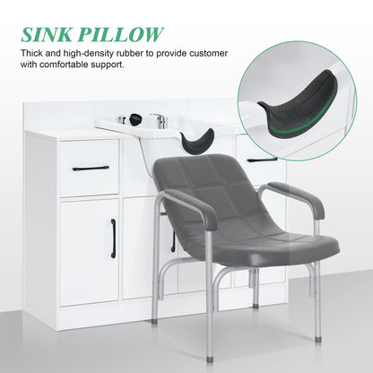 BarberPub Multi-Functional Shampoo Backwash Sink Station with Shampoo Bowl for Hair Stylist, Salon Spa Beauty Cabinet with Faucet Sprayer, Barber Storage Equipment 7139 (White)