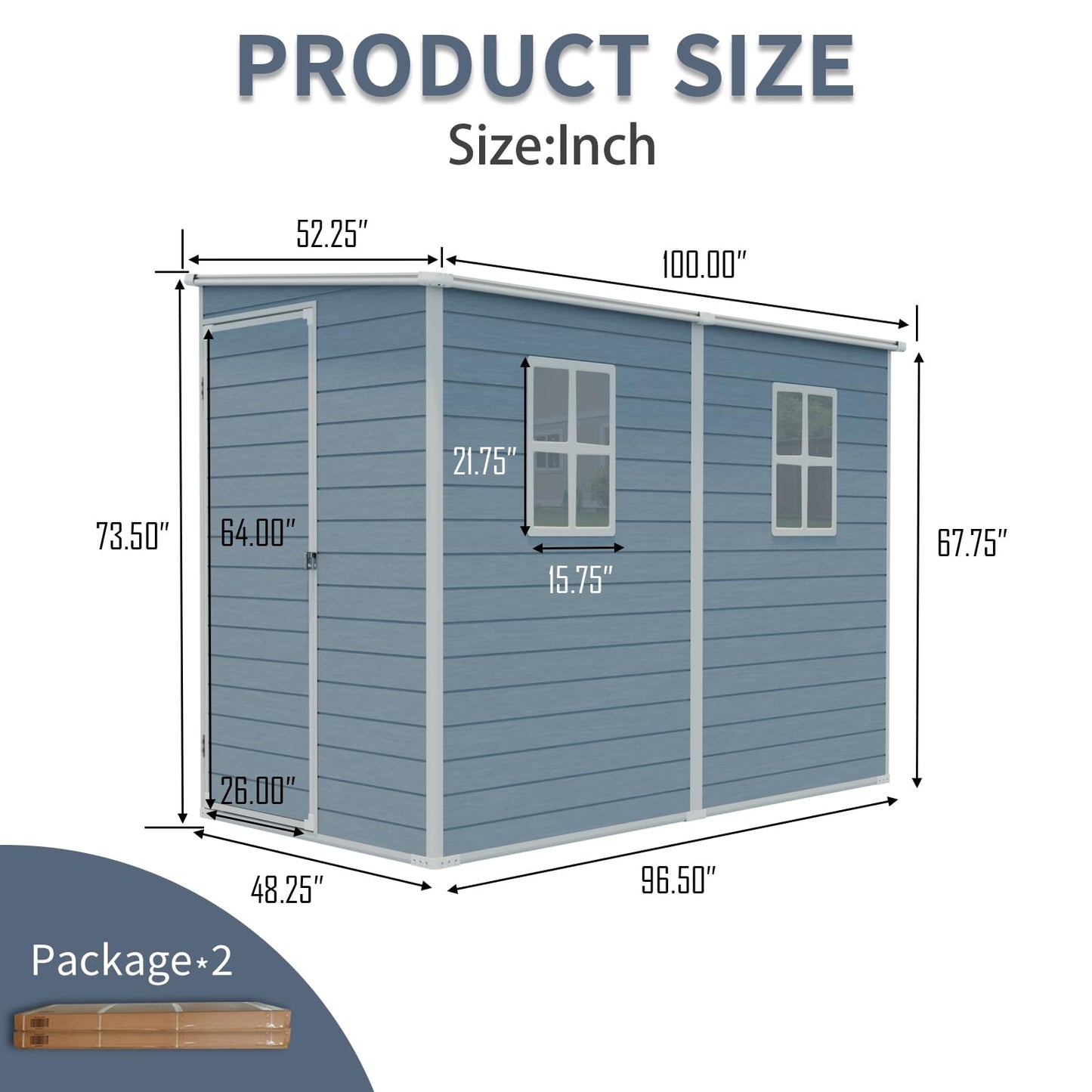 4FT x 8FT Resin Outdoor Storage Shed with Windows and Ventilation, Lockable Garden Tool Shed with Sloping Roof, Weather Resistant Backyard Storage House for Patio Lawn, Grey