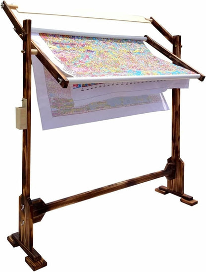 Adjustable Embroidery Hoop Stand Professional Embroidery Stand Cross Stitch Frame Floor Stand Wooden Embroidery Tapestry Hoops Frame Hands-Free Hand Quilting Frame for Cross Stitch Needlework~/