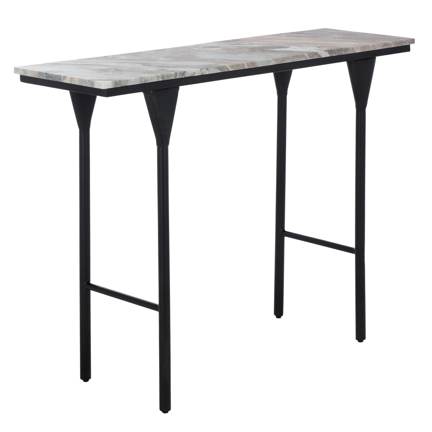 SAFAVIEH Home Collection - Frederick Console Table, Brown & Grey Marble Top with Black Metal Legs (CNS3707A)