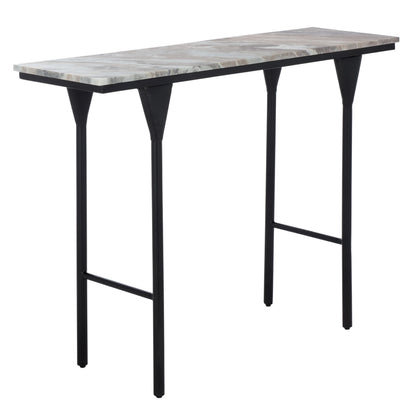 SAFAVIEH Home Collection - Frederick Console Table, Brown & Grey Marble Top with Black Metal Legs (CNS3707A)