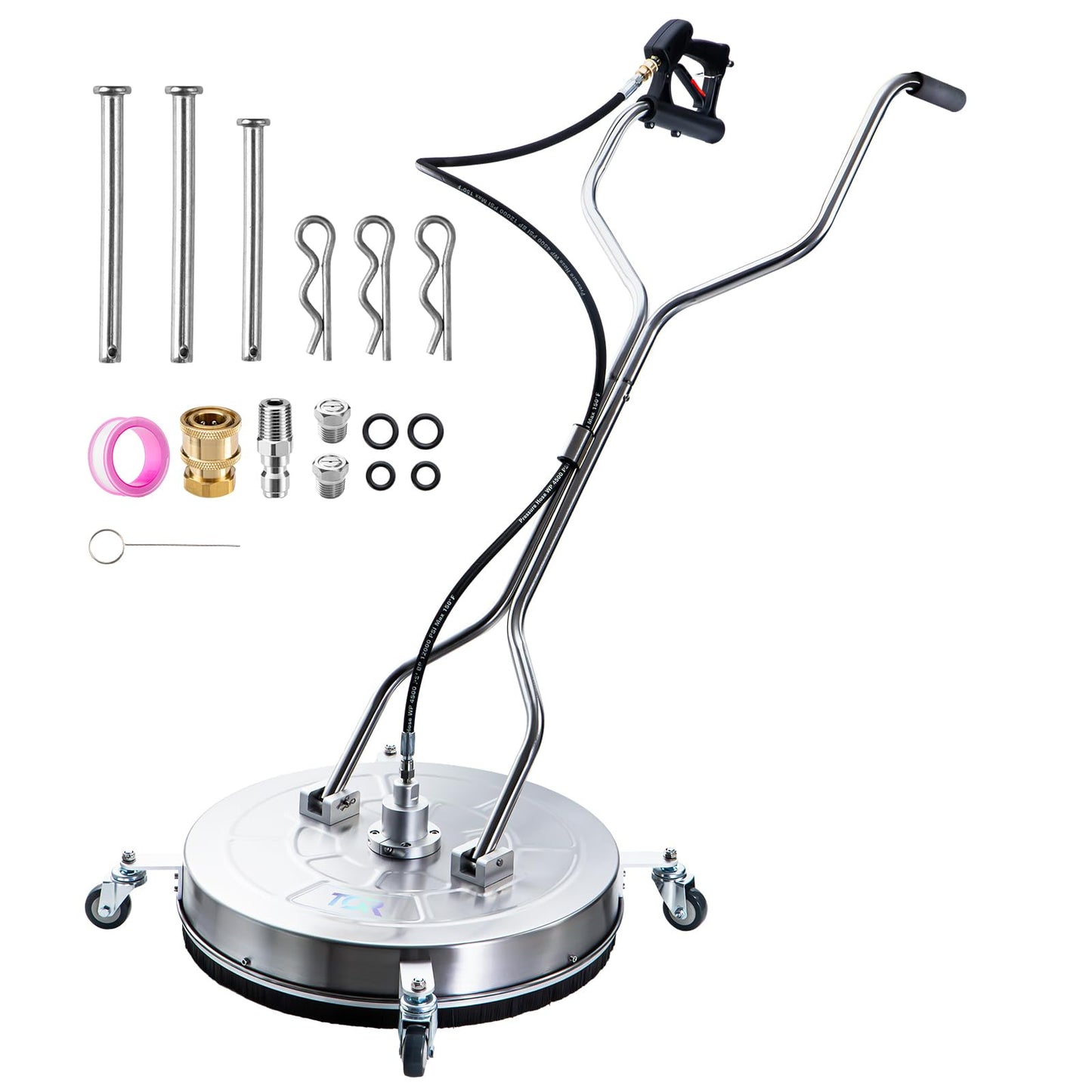 TOR 24" Pressure Washer Surface Cleaner with 4 Wheels, Surface Cleaner for Pressure Washer, Stainless Steel Dual Handle Power Washer Surface Cleaner for Concrete, Driveway, Patio, Sidewalk