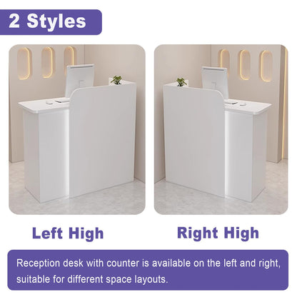 BFECGDXT Front Desk Reception Counter, Modern Small Reception Desk L-Shaped with Lockable Drawer, for Salon and Clothing Beauty, Left Corner 39.4in