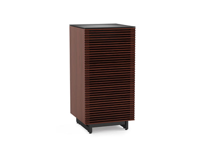 BDI Furniture Corridor 8172-22'' Audio Cabinet with Flow-Through Ventilation, Cable Management, Adjustable Shelves, Louvered Doors, Satin-Etched Tempered Glass Top, Chocolate Stained Walnut