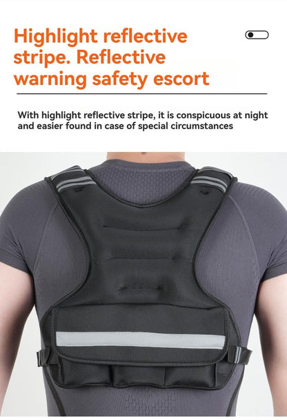 Adjustable weighted Vest with Reflective Strips for Fitness Training Workout, Strength Training, Running, Muscle Building, Weight Loss, Weightlifting (black,20-32lb)