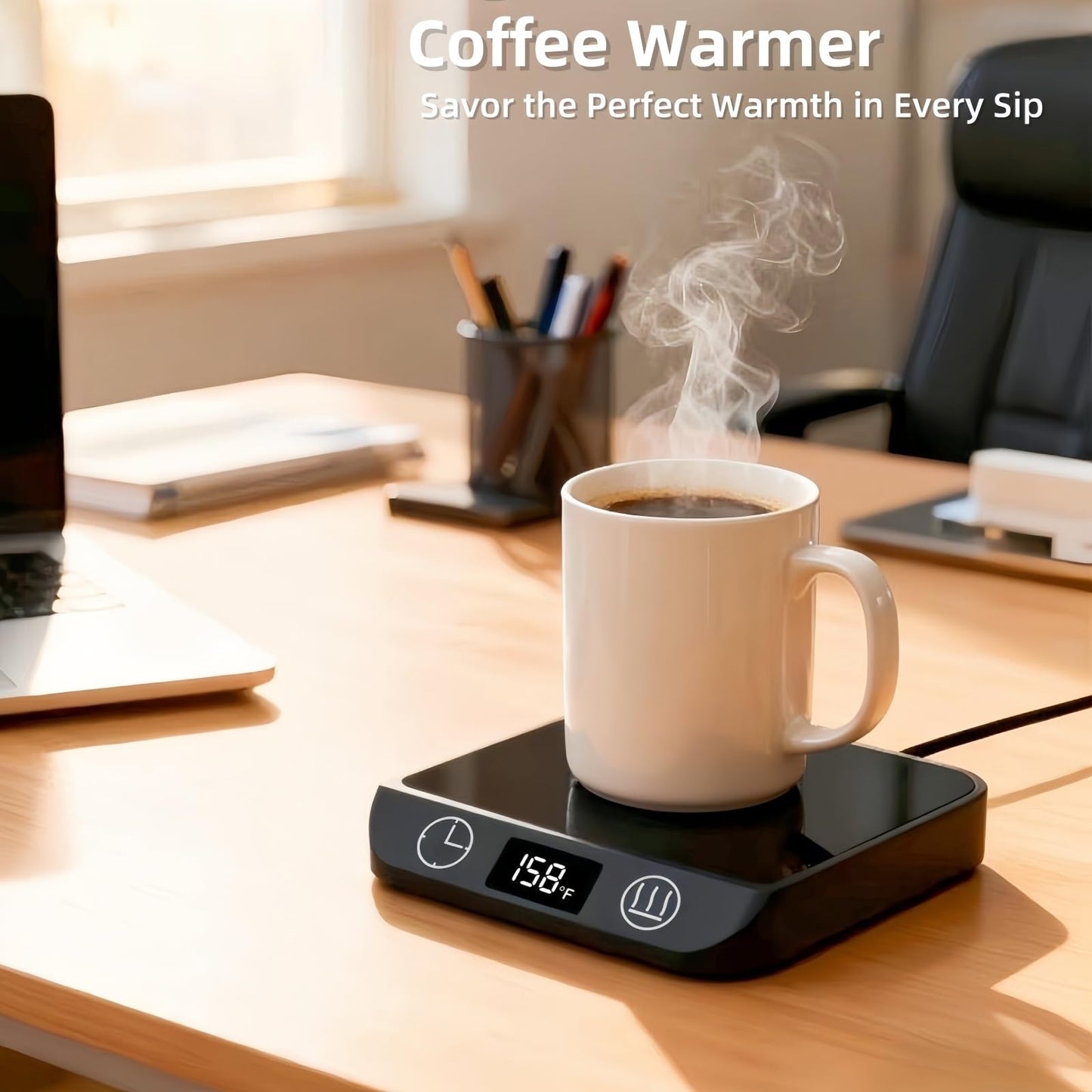 Coffee Mug Warmer & Candle Warmer 2-in-1 with Auto Shut Off - 46W Smart Electric Warmer, 6 Temperature Settings (113-158°F), Digital Timer, 4.5" Plate for WFH,Desk,Office,Home,Bedroom