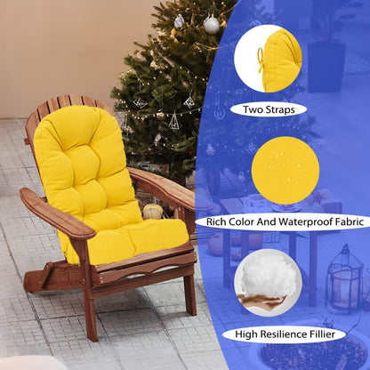 49x19in,Yellow Outdoor Rocking Chair Cushion for Adirondack Chair, High Back Patio Outdoor Seat Chair Cushion