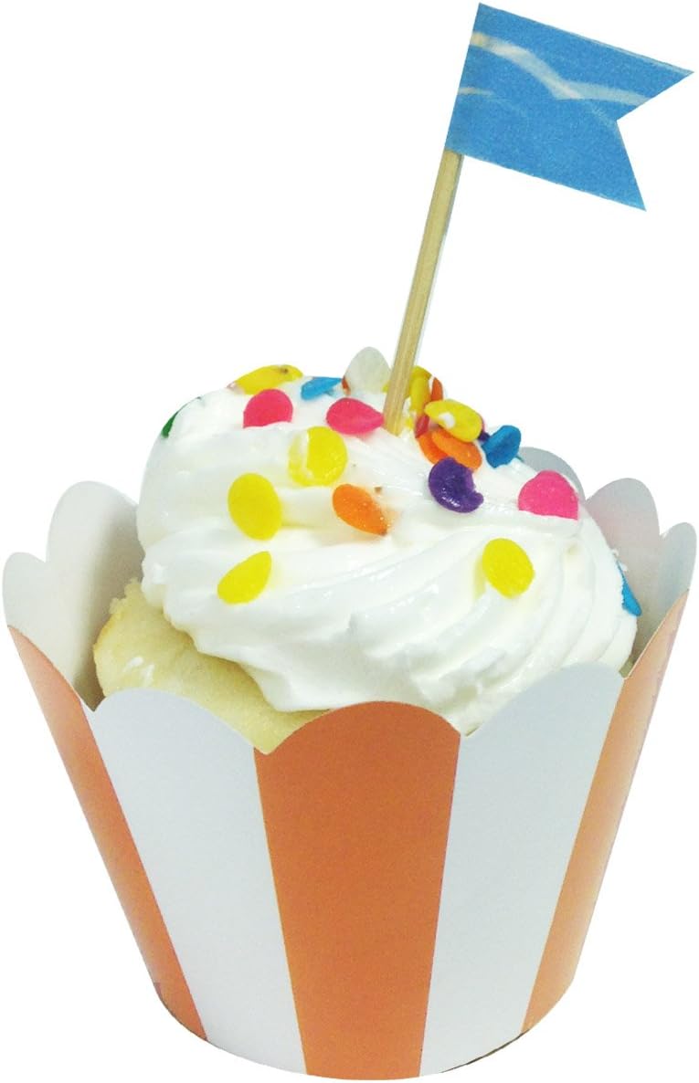 Wrapables Standard Size Cupcake Wrappers (Set of 20), Orange Striped