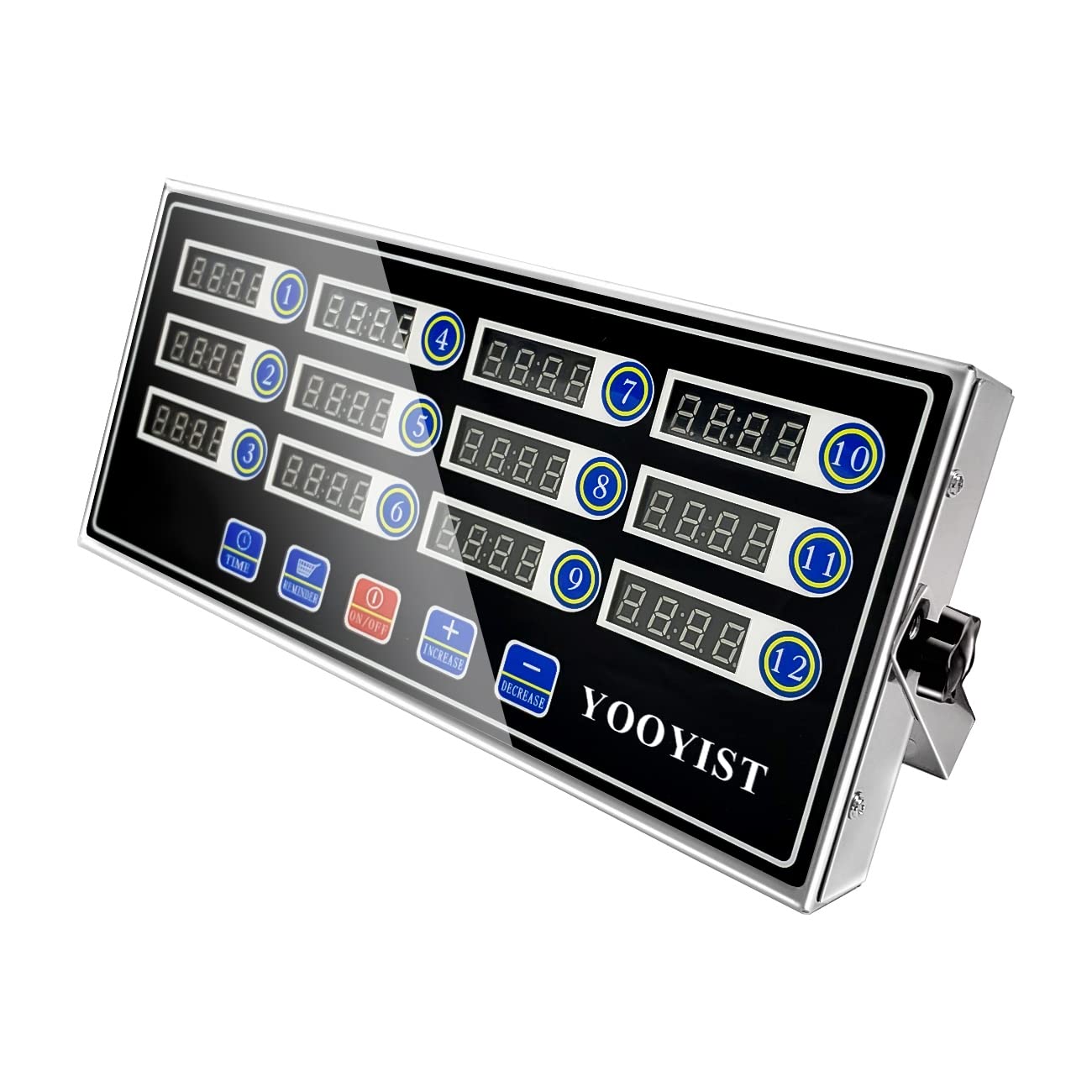 YOOYIST Precision Kitchen Timers for Cooking – 12 Channel Commercial Kitchen Timer Restaurant Kitchen Supplies – Stainless Steel Digital LED Chef Cooking Timer – Reminder Function, Loud Alarm, Black