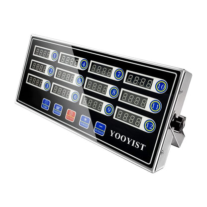 YOOYIST Precision Kitchen Timers for Cooking – 12 Channel Commercial Kitchen Timer Restaurant Kitchen Supplies – Stainless Steel Digital LED Chef Cooking Timer – Reminder Function, Loud Alarm, Black