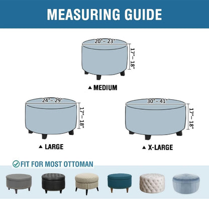 ADPON Velvet Plush Ottoman Cover,Super Stretch Round Ottoman Slipcover Washable Storage Stool Furniture Protector