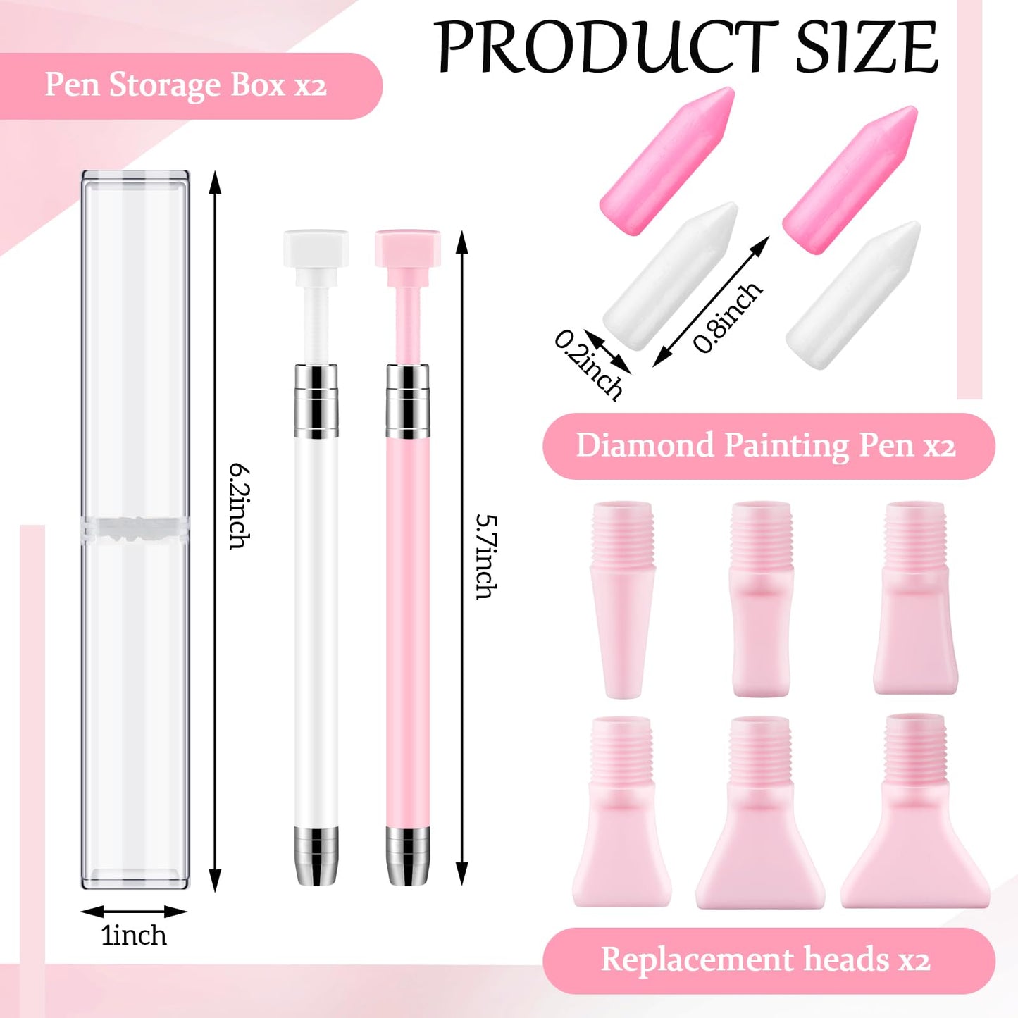 Jutom 2 Pcs Diamond Painting Pen with 40 Pcs Diamond Painting Wax Pen Replacement Wax Glue Accessories Tool Quickly Pick up Beads Gems for DIY Art (Multiple Heads)