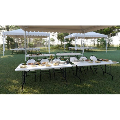 Pemberly Row Folding Chairs, Plastic Resin and Metal, Gray Granite and Black Finish, 34.75" H x 17" W x 20" D, Set of 4, Stain Resistant, Durable Nesting Design for Home, Office, or Event Seating