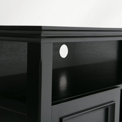 SIMPLIHOME Amherst TV Stand - 54 inch Wide Solid Wood Media Console in Deep Black, Transitional Entertainment Center for Living Room for TVs up to 60 Inches with Shelves and Cable Management