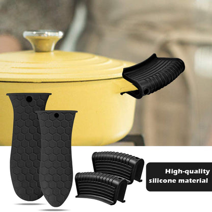 EVAHOM Silicone Hot Handle Holder, Heat Resistant Potholder Cookware Handle Cast Iron Skillets Handles Grip Covers for Cast Iron Skillet (Black)