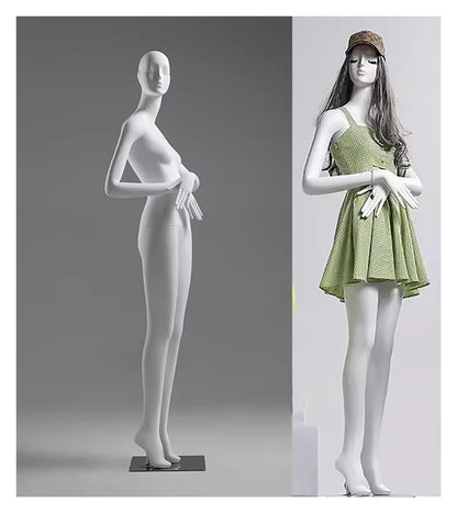 Matte White Female Mannequin with Head - Tall Dress Form Torso, Detachable Dummy for Home, Retail Store, Online Shop - Perfect Display for Clothing & Fashion(Style3)