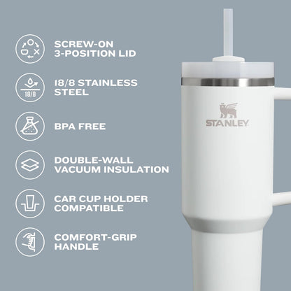 STANLEY Quencher H2.0 Tumbler - 40 oz Insulated Stainless Steel Cup with Handle & Straw | BPA-Free | Spring Green