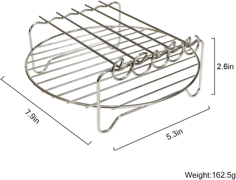 Air Fryer Double Layer Rack - Multi-purpose Accessories Fits Most 4.2QT or Above (8in, 5pins)