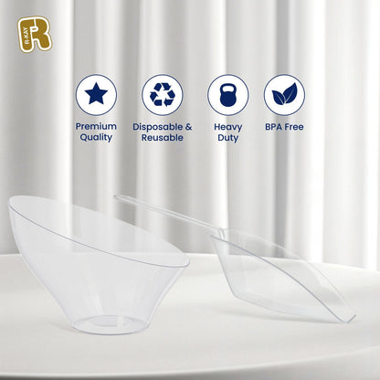 R-kay 16 Pcs Candy Bowls And Plastic Scoops Set - 8 Clear Plastic Candy Bowl 20 Oz And 8 Scoop 6.5 Inch Buffet Containers Set Heavy Duty