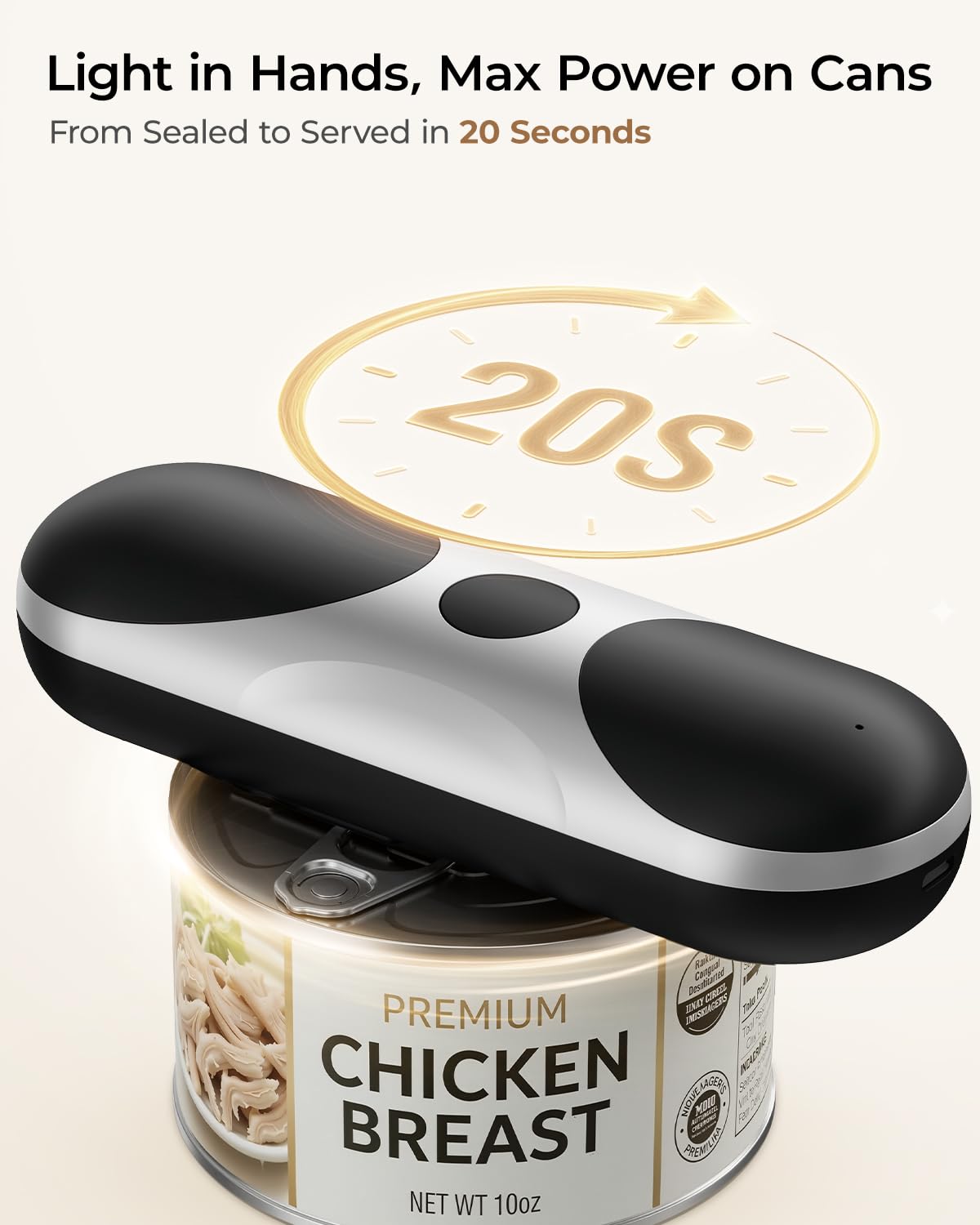 Electric Can Opener, One-Touch Automatic Can Opener, USB Rechargeable Electric Can Opener for Seniors with Arthritis- Cordless Battery Powered, Side Cut, Smooth Edge, Handsfree, for Any Size Cans