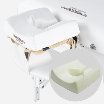 Master Massage 31" Montclair Pro Portable Massage Table Package, Memory Foam Cushioning, Reiki Panels, Shiatsu Cable Release- Tattoo Table, Spa Bed, Facial Bed - White